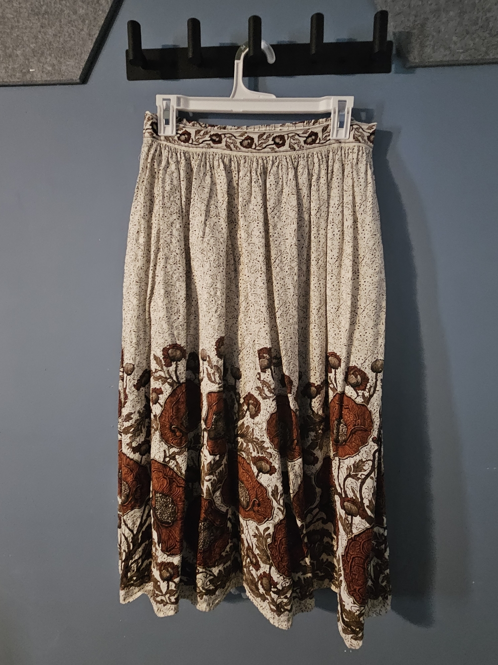 Max Studio Cream Maxi Skirt with Brown Floral Border